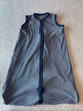 Sleeveless Navy & White Stripe Kids Sleep Sack with Front Zipper